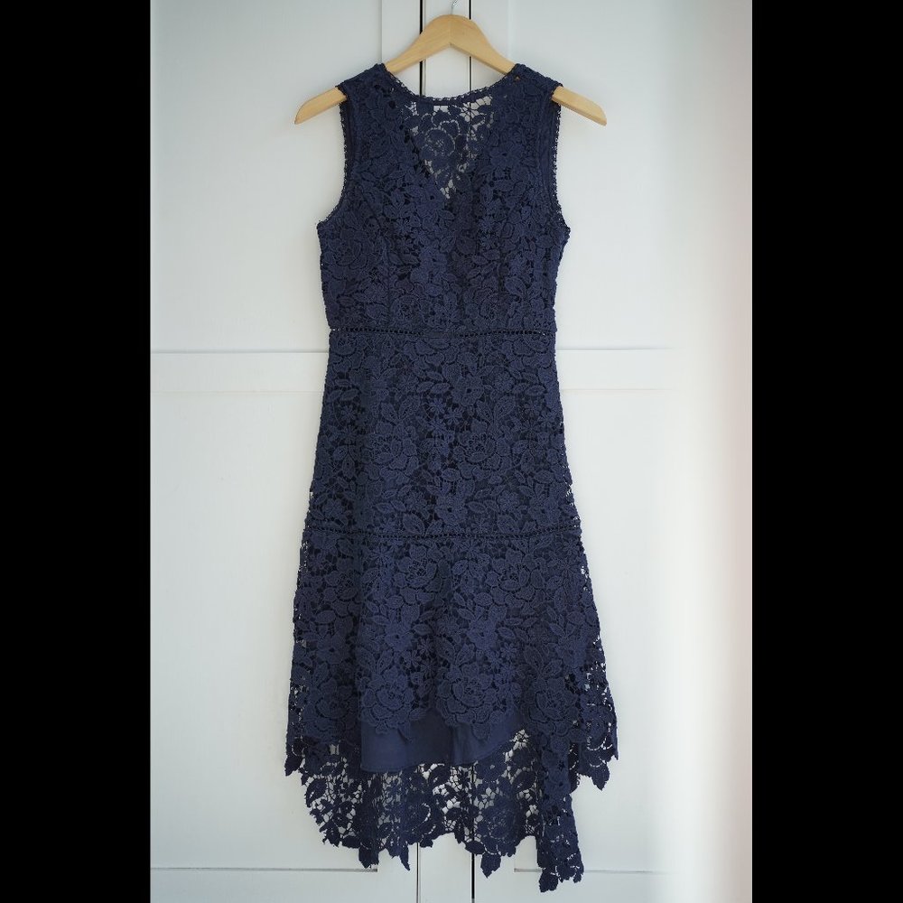 EUC Joie Bridley Lace High Low Dress, Dark Navy, Size 2